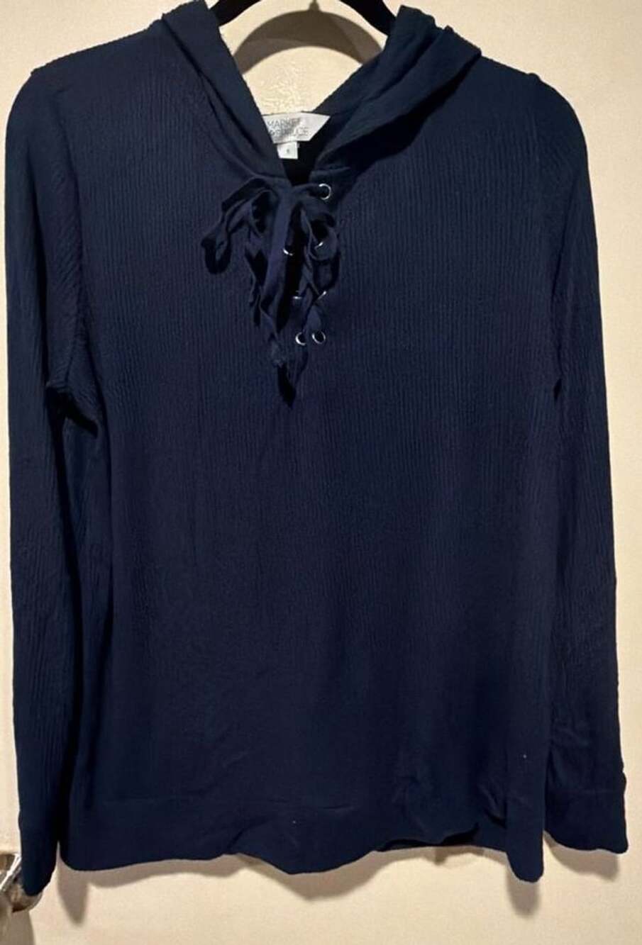 Market & Spruce Navy Lace-Up Hoodie, Size XL